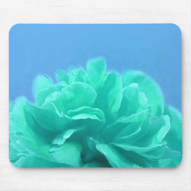 Elegant Blue Green Floral Mouse Pad (Front)