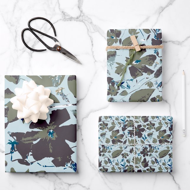 Elegant Blue Green Floral Pattern Wrapping Paper Sheets (Elegant Blue Green Floral Pattern Wrapping Paper Sheets from Studio Posies. )