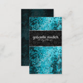 Elegant Blue-Green Glitter Metallic Sequence 2 Business Card (Front/Back)