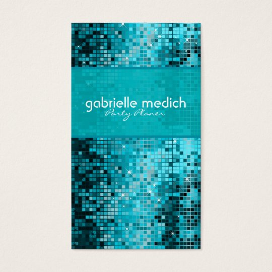 Elegant Blue-Green Glitter Metallic Sequence Business Card