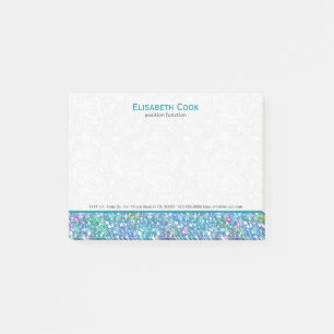 Elegant Blue-Green Glitter Sparkles Post-it Notes
