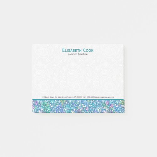 Elegant Blue_Green Glitter Sparkles Post_it Notes