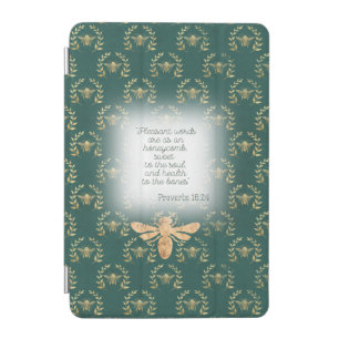 Elegant Blue Green Gold Bee Wreath Christian  iPad Mini Cover