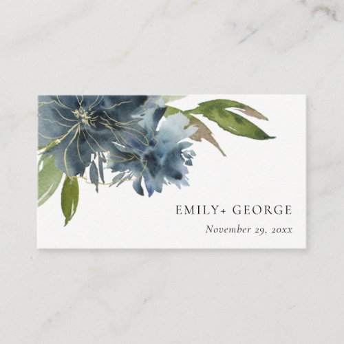 ELEGANT BLUE GREEN GOLD FLORAL WEDDING WEBSITE BUSINESS CARD