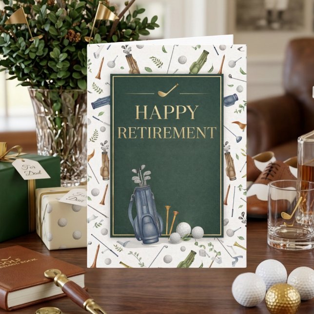 Elegant Blue Green Golf Theme Happy Retirement Card (Creator Uploaded)