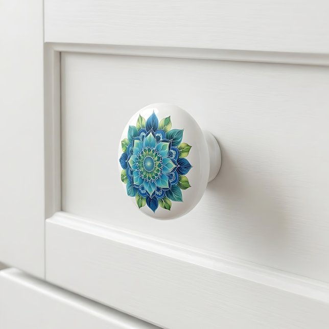 Elegant Blue Green Medallion Ceramic Knob (Creator Uploaded)