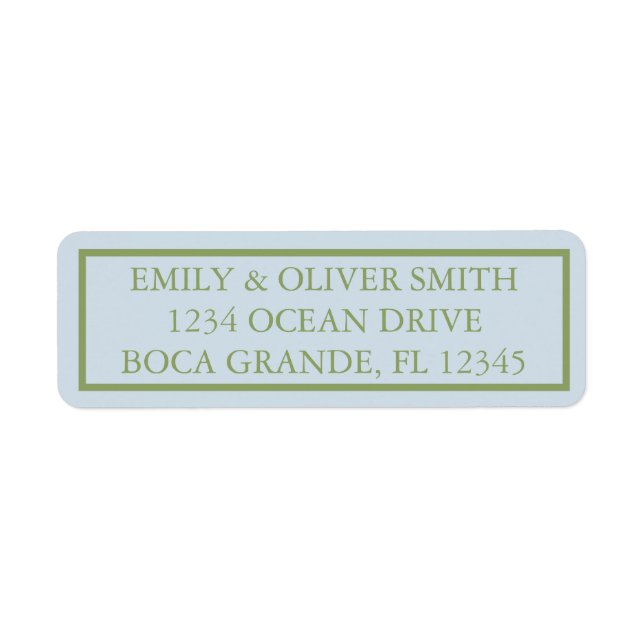 Elegant Blue Green Stripes Wedding  Label (Front)