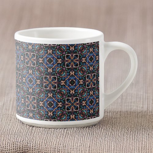 Elegant Blue Green Teal Copper Geometric Pattern Espresso Cup