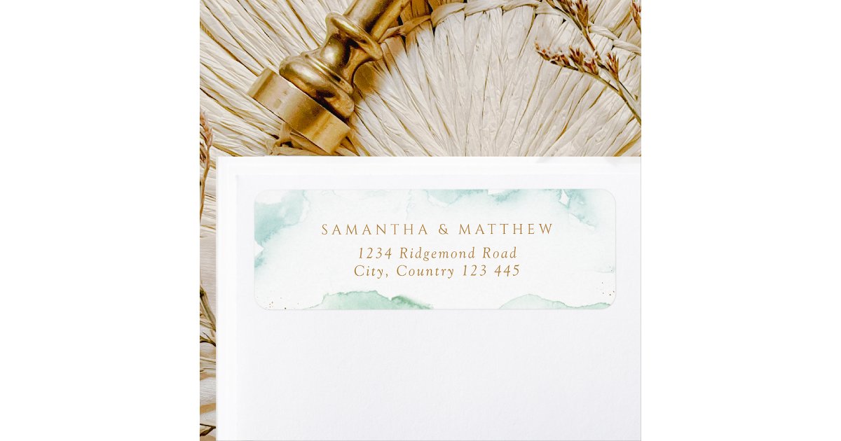Elegant Blue Green Watercolor Return Address Label | Zazzle