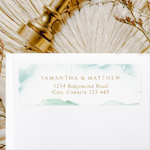 Elegant Blue Green Watercolor Return Address Label