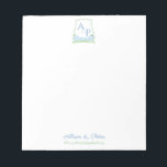 Elegant Blue Green Watercolor Wedding Crest Bridal Notepad<br><div class="desc">This notepad was designed with a destination wedding in mind and where the Bride / Groom want to leave handwritten notes for guests to welcome their arrival (such a nice touch!). The design features my original hydrangea / banner / crest illustrations, with all elements originally handpainted in watercolor before being...</div>