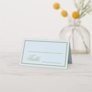 Elegant Blue Green Wedding  Place Card