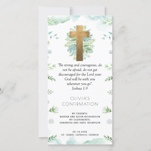 Elegant Blue Greenery Confirmation Bookmark Favor Thank You Card