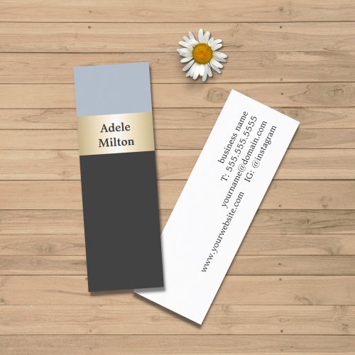 Elegant Blue Grey Faux Gold Stripe Consultant Mini Business Card