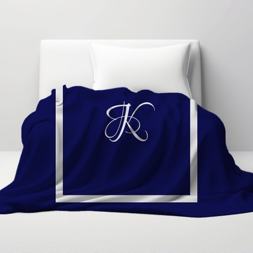 Elegant blue grey initial monogram duvet cover