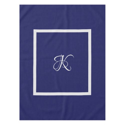 Elegant blue grey initial monogram tablecloth