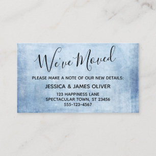 Elegant Blue Grunge "We've Moved" Enclosure Card