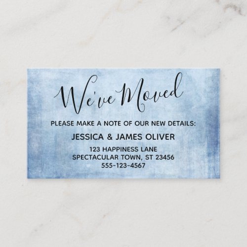 Elegant Blue Grunge Weve Moved Enclosure Card