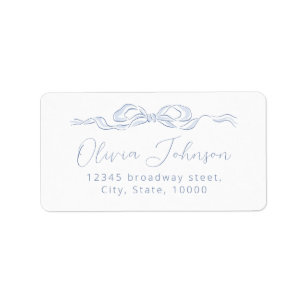 Elegant Blue Hand Drawn Bow Return Address Label
