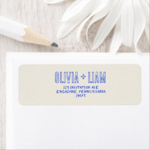 Elegant Blue Hand Written Retro Funky Wedding  Label