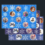 Elegant Blue Hanukkah Family Memories Photo Wrapping Paper Sheets<br><div class="desc">Elegant design in three colors!  Easily add ten of your favorite family photos!</div>