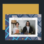 Elegant Blue Happy Hanukkah Family 1 Photo Holiday Card<br><div class="desc">light and love| Elegant Blue Happy Hanukkah Family 1 Photo</div>