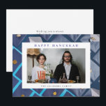 Elegant Blue Happy Hanukkah Family 1 Photo Holiday Card<br><div class="desc">light and love| Elegant Blue Happy Hanukkah Family 1 Photo</div>