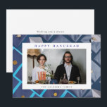 Elegant Blue Happy Hanukkah Family 1 Photo Holiday Card<br><div class="desc">light and love| Elegant Blue Happy Hanukkah Family 1 Photo</div>
