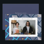 Elegant Blue Happy Hanukkah Family 1 Photo Holiday Card<br><div class="desc">light and love| Elegant Blue Happy Hanukkah Family 1 Photo</div>