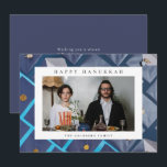 Elegant Blue Happy Hanukkah Family 1 Photo Holiday Card<br><div class="desc">light and love| Elegant Blue Happy Hanukkah Family 1 Photo</div>