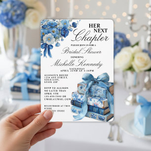 Elegant Blue Her Next Chapter Bridal Shower  Invitation