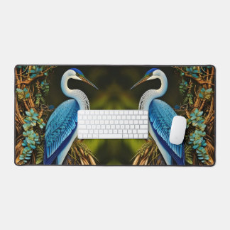 Elegant Blue Heron Desk Mat