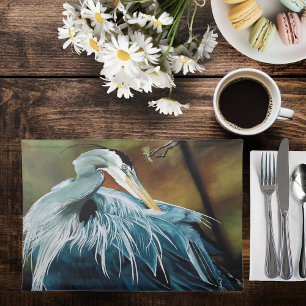 Elegant Blue Heron Wildlife Bird Nature Cloth Placemat