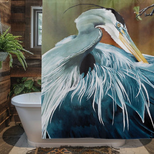 Elegant Blue Heron Wildlife Bird Nature Shower Curtain