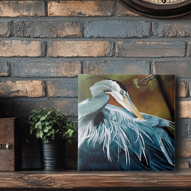 Elegant Blue Heron Wildlife Bird Nature Tile (Creator Uploaded)