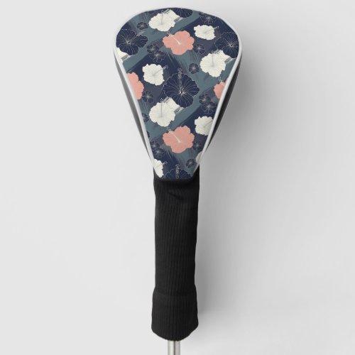Elegant Blue Hibiscus Floral Pattern (10) Golf Head Cover