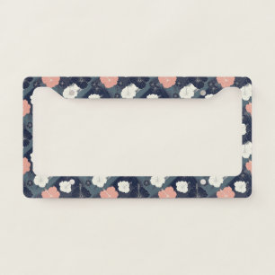 Elegant Blue Hibiscus Floral Pattern (10) License Plate Frame