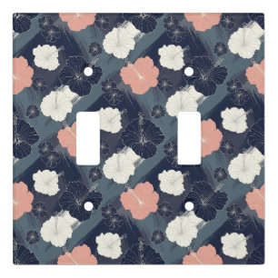 Elegant Blue Hibiscus Floral Pattern (10) Light Switch Cover