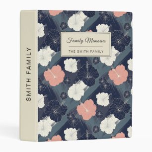 Elegant Blue Hibiscus Floral Pattern (10) Mini Binder
