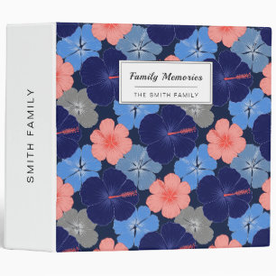 Elegant Blue Hibiscus Floral Pattern (11) 3 Ring Binder