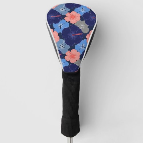 Elegant Blue Hibiscus Floral Pattern (11) Golf Head Cover