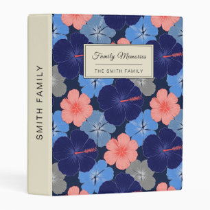 Elegant Blue Hibiscus Floral Pattern (11) Mini Binder
