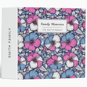 Elegant Blue Hibiscus Floral Pattern (12) 3 Ring Binder