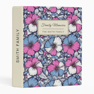 Elegant Blue Hibiscus Floral Pattern (12) Mini Binder