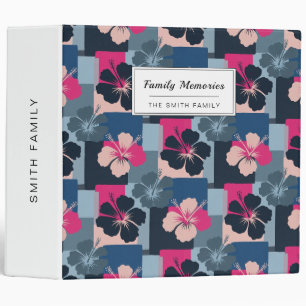 Elegant Blue Hibiscus Floral Pattern (13) 3 Ring Binder
