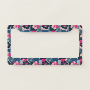 Elegant Blue Hibiscus Floral Pattern (13) License Plate Frame