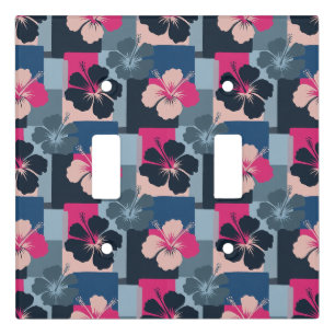 Elegant Blue Hibiscus Floral Pattern (13) Light Switch Cover