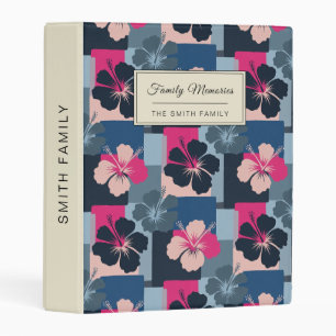 Elegant Blue Hibiscus Floral Pattern (13) Mini Binder