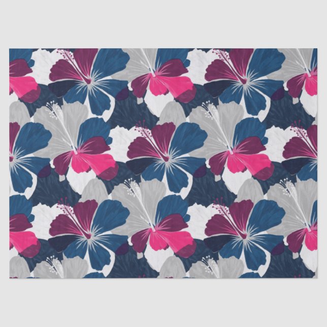 Elegant Blue Hibiscus Floral Pattern (14) Tissue Paper (Front)
