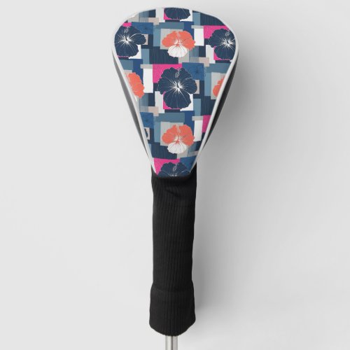 Elegant Blue Hibiscus Floral Pattern (1) Golf Head Cover